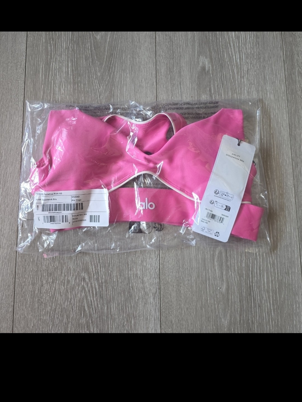 ALO Yoga Hot Pink Sports Bra with White Trim